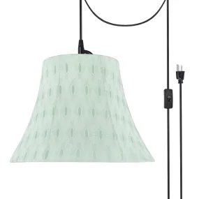 # 70099-21 One-Light Plug-In Swag Pendant Light Conversion Kit with Transitional Bell Fabric Lamp Shade, Light Green, 13" width