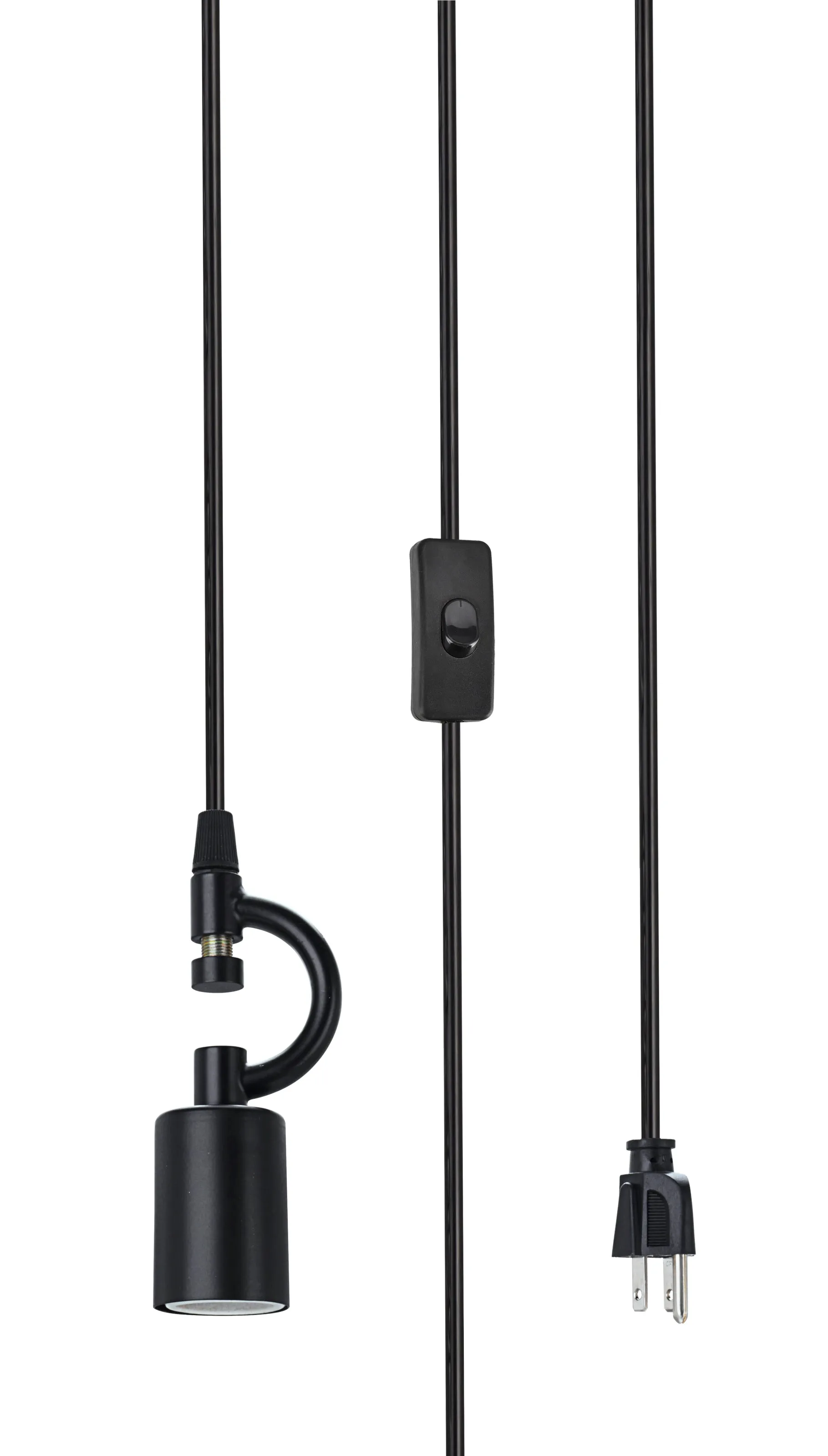 # 70157-21 One-Light Plug-In Swag Pendant Light Conversion Kit with Transitional Bell Fabric Lamp Shade, Black & Brown, 12" width