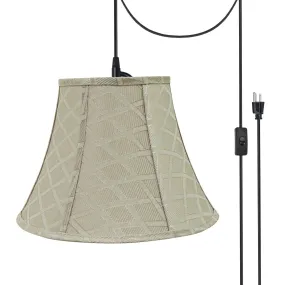 # 70222-21 One-Light Plug-In Swag Pendant Light Conversion Kit with Transitional Bell Fabric Lamp Shade, Off White, 13" width