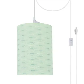 # 71032-21 One-Light Plug-In Swag Pendant Light Conversion Kit with Transitional Drum Fabric Lamp Shade, Light Green, 8" width