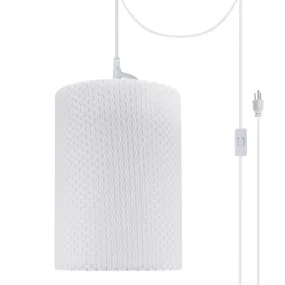 # 71033-21 One-Light Plug-In Swag Pendant Light Conversion Kit with Transitional Drum Fabric Lamp Shade, Off White, 8" width