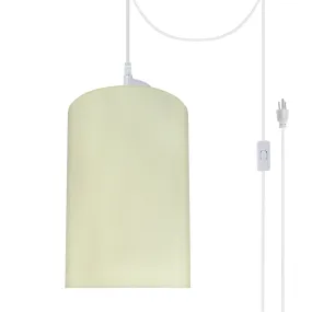# 71116-21 One-Light Plug-In Swag Pendant Light Conversion Kit with Transitional Drum Fabric Lamp Shade, Beige, 8" width