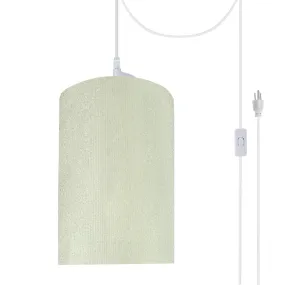# 71118-21 One-Light Plug-In Swag Pendant Light Conversion Kit with Transitional Drum Fabric Lamp Shade, Off White, 8" width
