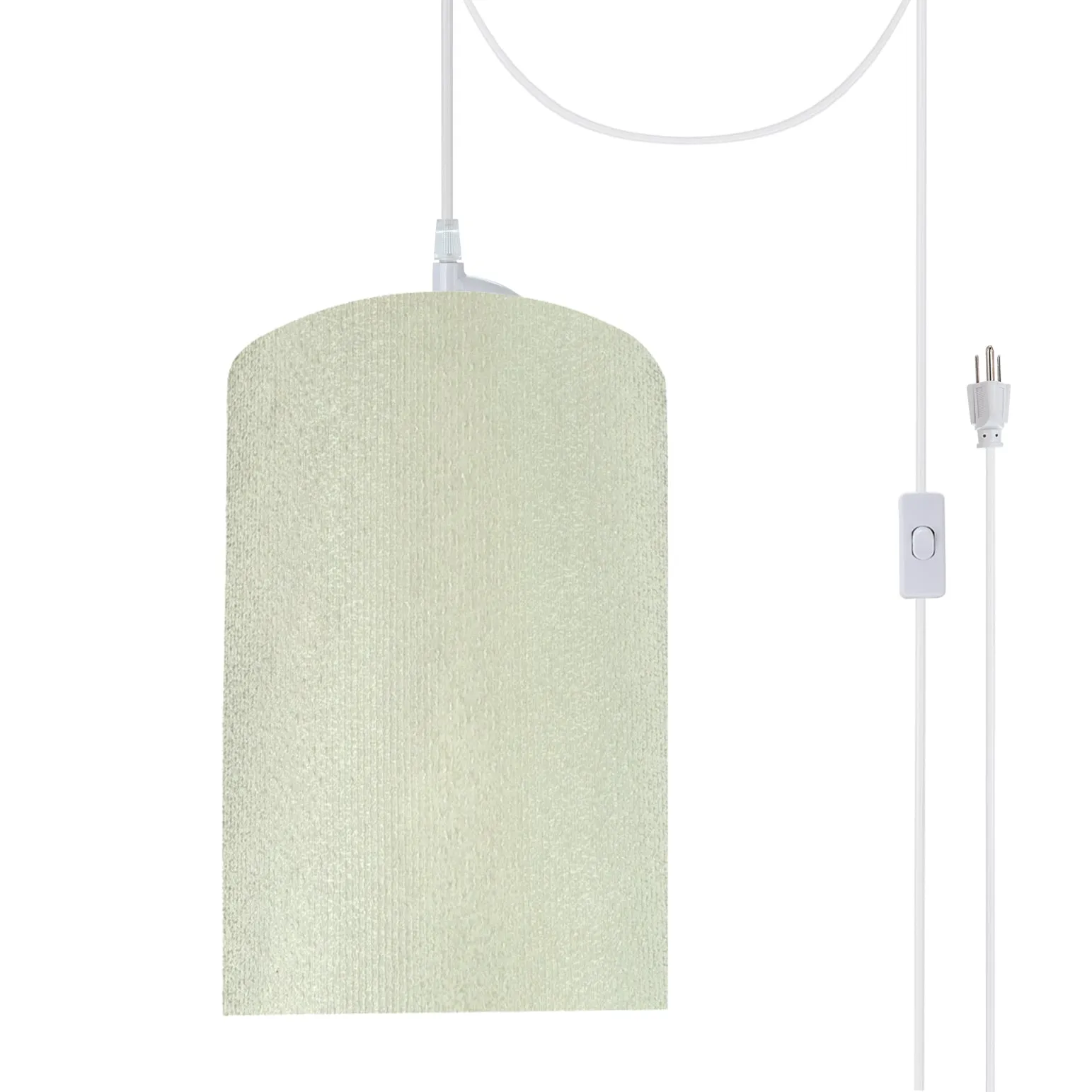 # 71118-21 One-Light Plug-In Swag Pendant Light Conversion Kit with Transitional Drum Fabric Lamp Shade, Off White, 8" width