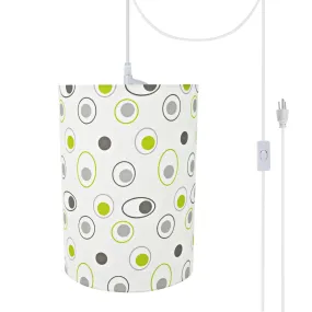 # 71130-21 One-Light Plug-In Swag Pendant Light Conversion Kit with Transitional Drum Fabric Lamp Shade, Off White, 8" width