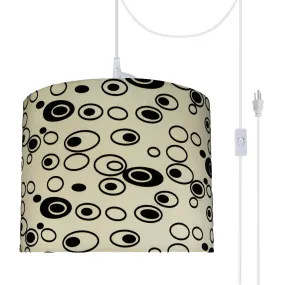 # 71131-21 One-Light Plug-In Swag Pendant Light Conversion Kit with Transitional Drum Fabric Lamp Shade, Off White, 14" width
