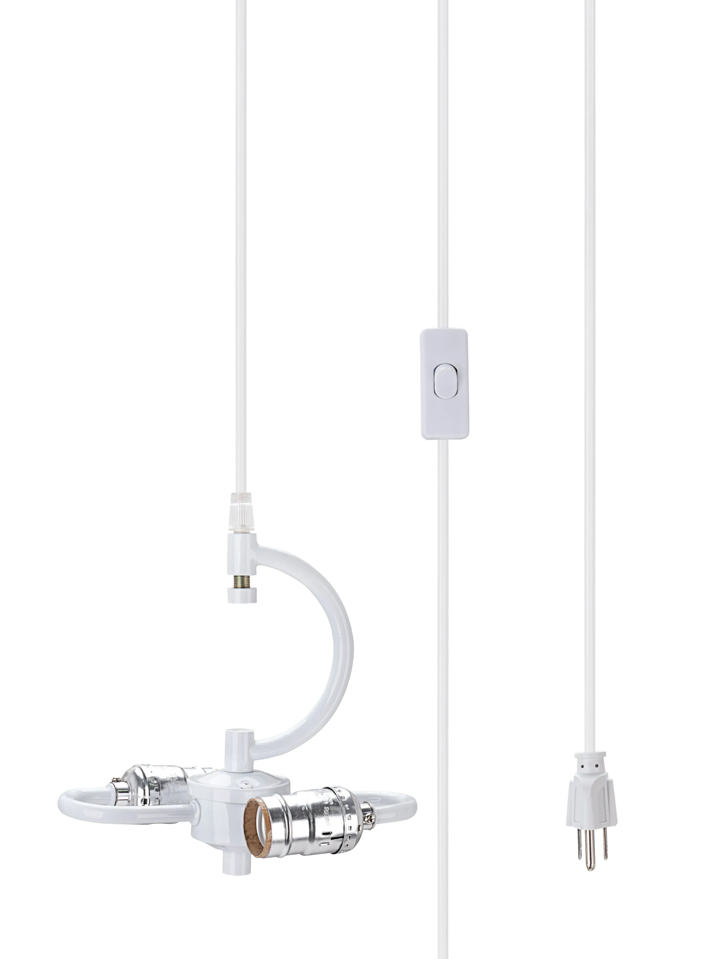 # 71161-21 Two-Light Plug-In Swag Pendant Light Conversion Kit with Transitional Drum Fabric Lamp Shade, Hunter Green & White, 16" width