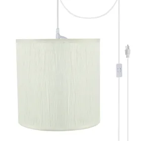 # 71222-21 One-Light Plug-In Swag Pendant Light Conversion Kit with Transitional Drum Fabric Lamp Shade, Off White, 8" width