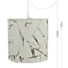 # 71223-21 One-Light Plug-In Swag Pendant Light Conversion Kit with Transitional Drum Fabric Lamp Shade, Off White, 8" width