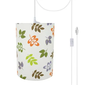 # 71251-21 One-Light Plug-In Swag Pendant Light Conversion Kit with Transitional Drum Fabric Lamp Shade, Off White, 8" width