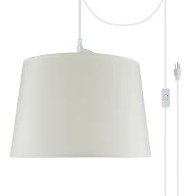 # 72015-21 One-Light Plug-In Swag Pendant Light Conversion Kit with Transitional Hardback Empire Fabric Lamp Shade, Ivory, 12" width
