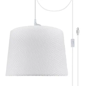 # 72147-21 One-Light Plug-In Swag Pendant Light Conversion Kit with Transitional Hardback Empire Fabric Lamp Shade, Off White, 14" width