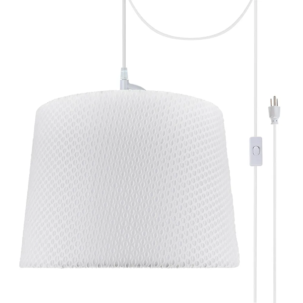 # 72147-21 One-Light Plug-In Swag Pendant Light Conversion Kit with Transitional Hardback Empire Fabric Lamp Shade, Off White, 14" width