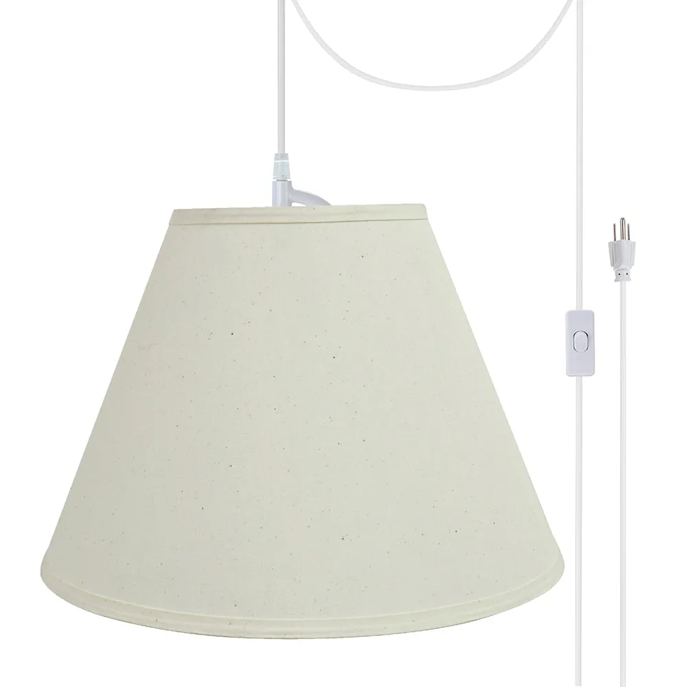 # 72153-21 Two-Light Plug-In Swag Pendant Light Conversion Kit with Transitional Hardback Empire Fabric Lamp Shade, Off White, 15" width