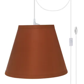 # 72184-21 One-Light Plug-In Swag Pendant Light Conversion Kit with Transitional Hardback Empire Fabric Lamp Shade, Burnt Orange, 13" width