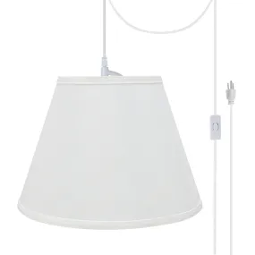 # 72188-21 One-Light Plug-In Swag Pendant Light Conversion Kit with Transitional Hardback Empire Fabric Lamp Shade, White, 13" width