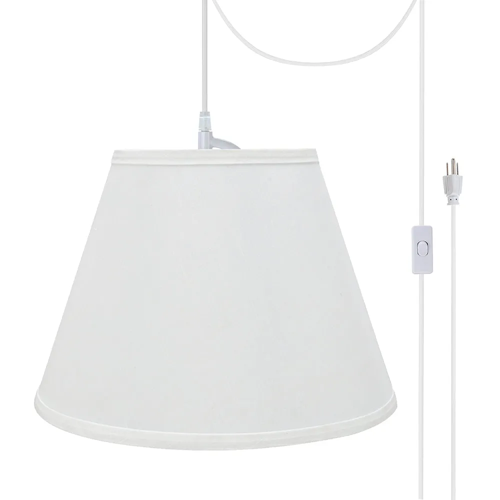 # 72188-21 One-Light Plug-In Swag Pendant Light Conversion Kit with Transitional Hardback Empire Fabric Lamp Shade, White, 13" width