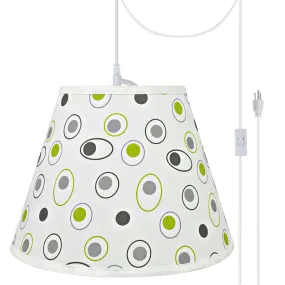 # 72189-21 One-Light Plug-In Swag Pendant Light Conversion Kit with Transitional Hardback Empire Fabric Lamp Shade, Off White, 13" width