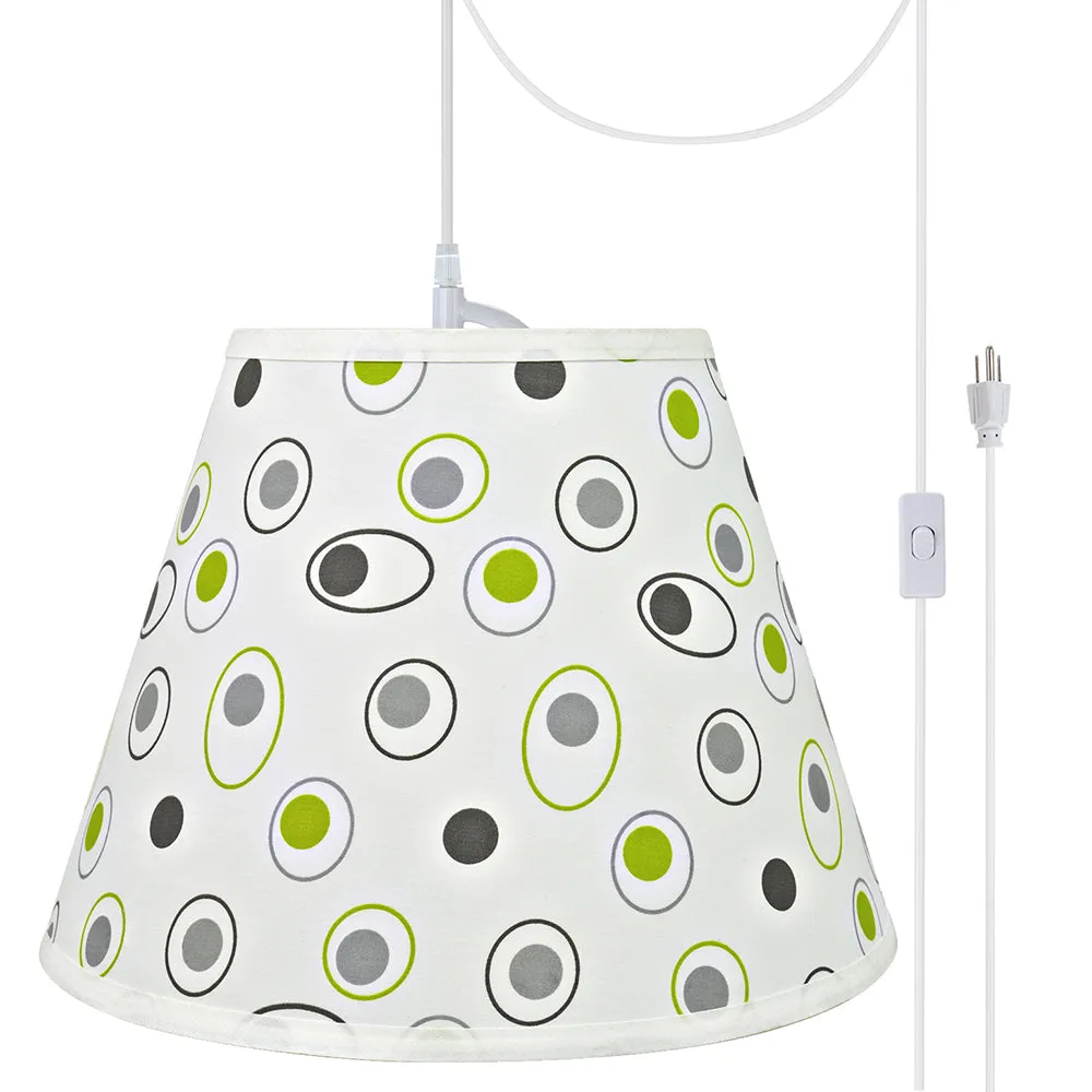 # 72189-21 One-Light Plug-In Swag Pendant Light Conversion Kit with Transitional Hardback Empire Fabric Lamp Shade, Off White, 13" width