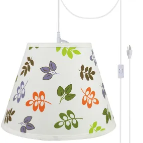 # 72190-21 One-Light Plug-In Swag Pendant Light Conversion Kit with Transitional Hardback Empire Fabric Lamp Shade, Off White, 13" width