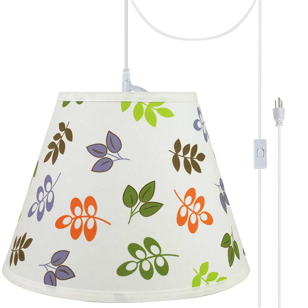 # 72190-21 One-Light Plug-In Swag Pendant Light Conversion Kit with Transitional Hardback Empire Fabric Lamp Shade, Off White, 13" width
