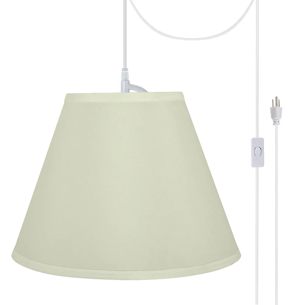 # 72195-21 One-Light Plug-In Swag Pendant Light Conversion Kit with Transitional Hardback Empire Fabric Lamp Shade, Off White, 12" width