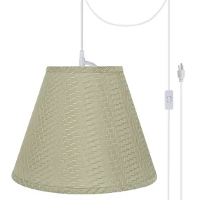 # 72288-21 One-Light Plug-In Swag Pendant Light Conversion Kit with Transitional Hardback Empire Fabric Lamp Shade, Sand Yellow, 14" width