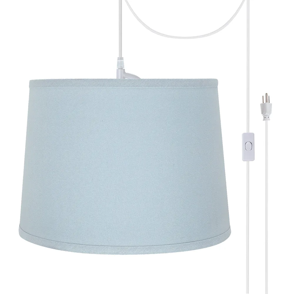 # 72311-21 One-Light Plug-In Swag Pendant Light Conversion Kit with Transitional Hardback Empire Fabric Lamp Shade, Light Blue, 14" width