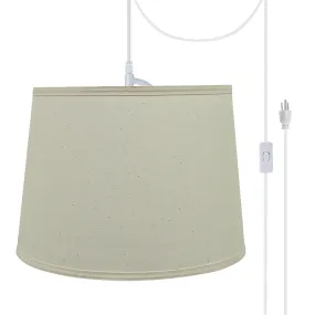 # 72319-21 One-Light Plug-In Swag Pendant Light Conversion Kit with Transitional Hardback Empire Fabric Lamp Shade, Off White, 14" width