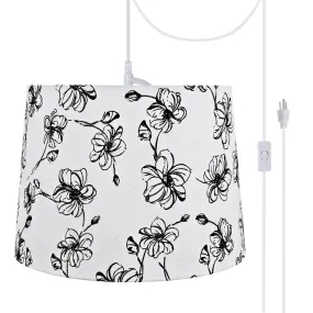 # 72323-21 One-Light Plug-In Swag Pendant Light Conversion Kit with Transitional Hardback Empire Fabric Lamp Shade, White, 14" width