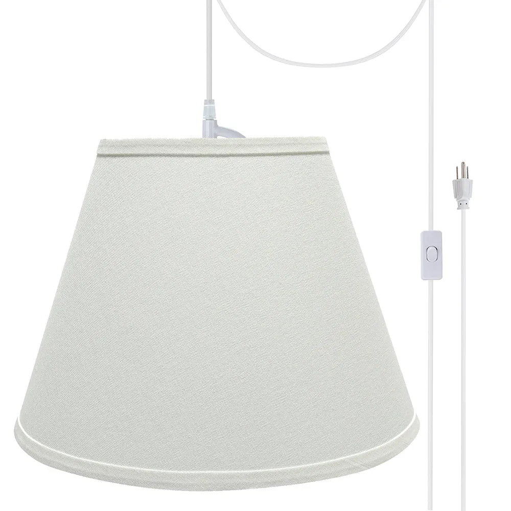 # 72682-21 One-Light Plug-In Swag Pendant Light Conversion Kit with Transitional Hardback Empire Fabric Lamp Shade, White, 13" width
