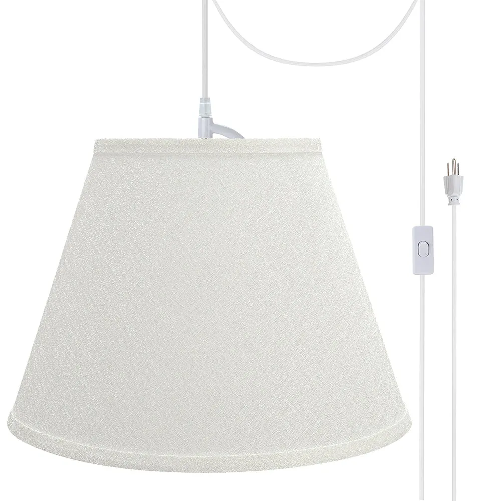 # 72685-21 One-Light Plug-In Swag Pendant Light Conversion Kit with Transitional Hardback Empire Fabric Lamp Shade, Off White, 13" width