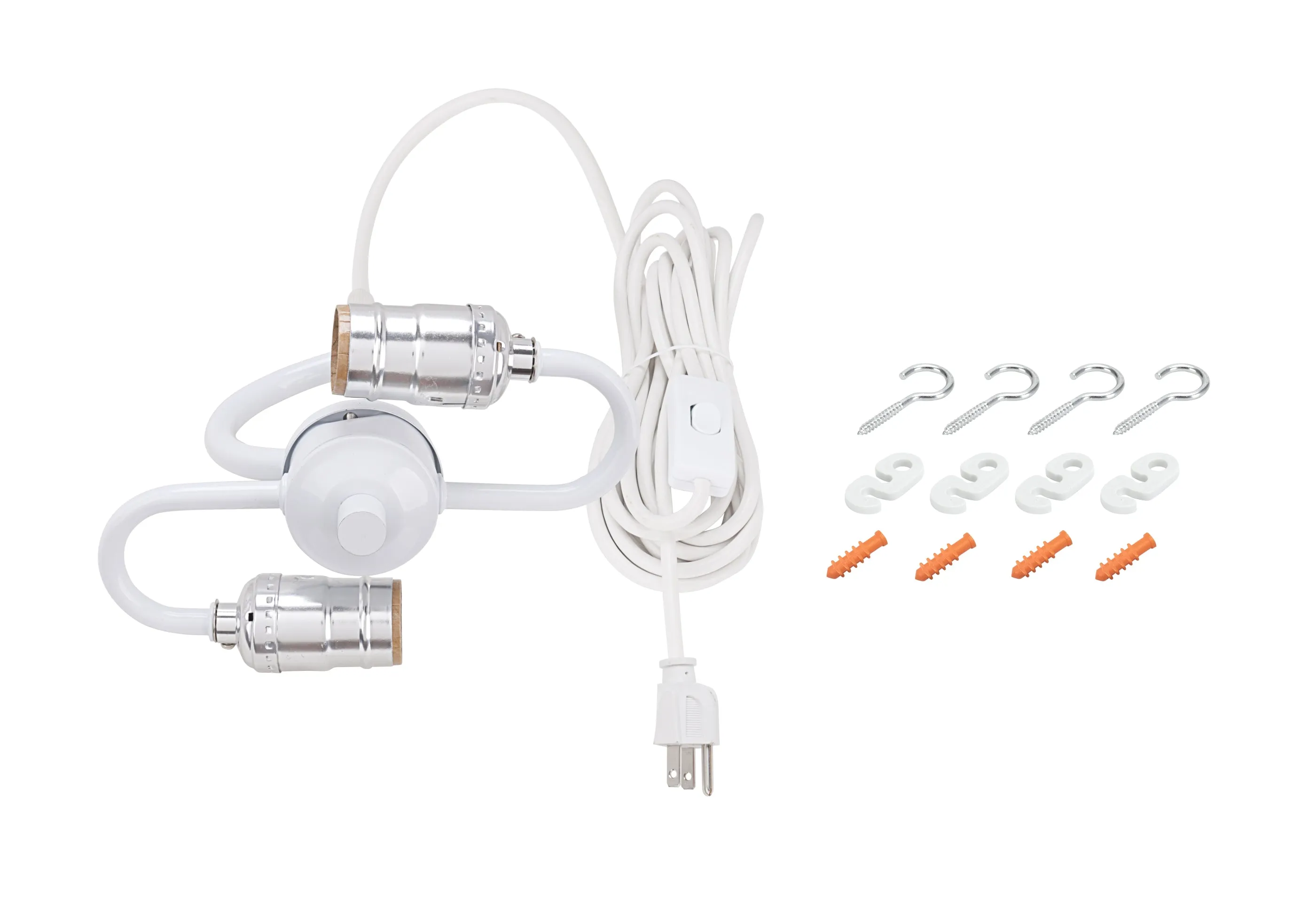 # 72771-21 Two-Light Plug-In Swag Pendant Light Conversion Kit with Transitional Hardback Empire Fabric Lamp Shade, Eggshell, 18" width