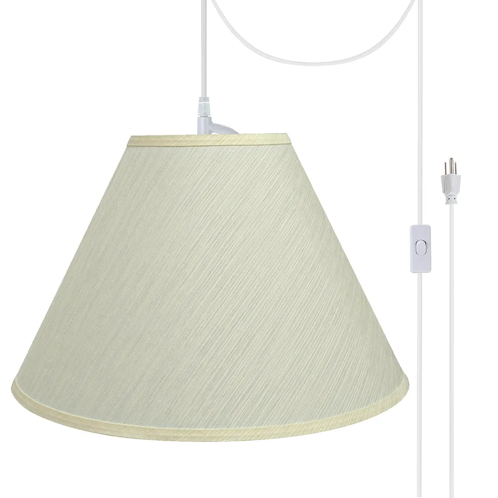# 72771-21 Two-Light Plug-In Swag Pendant Light Conversion Kit with Transitional Hardback Empire Fabric Lamp Shade, Eggshell, 18" width