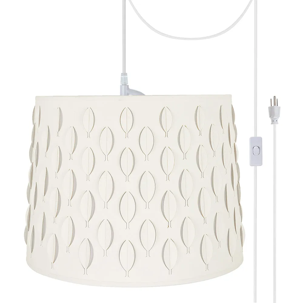 # 79301-21 Two-Light Plug-In Swag Pendant Light Conversion Kit with Transitional Empire Laser Cut Fabric Lamp Shade, Off White, 16" width