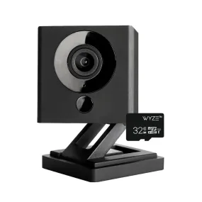 1080p Indoor Wireless Bullet Wi-Fi Smart Home Camera with 32 GB SD Card in Black