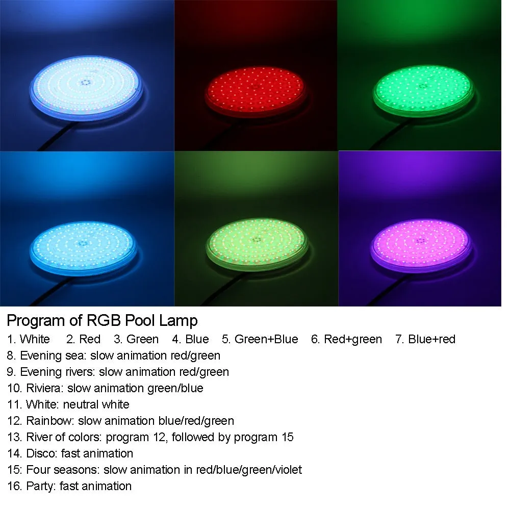 18W Resin Filled Swimming Pool Light Piscinas RGB Synchronous Switch Off/On Halogen PAR56 Replacement Warm White