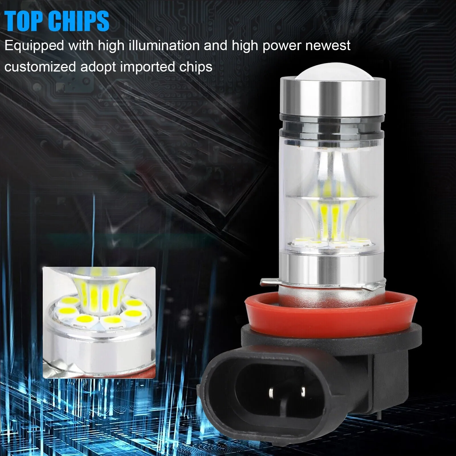 2pcs H8 H11 H16 Led Driving Light Bulbs High-Power 360-degree