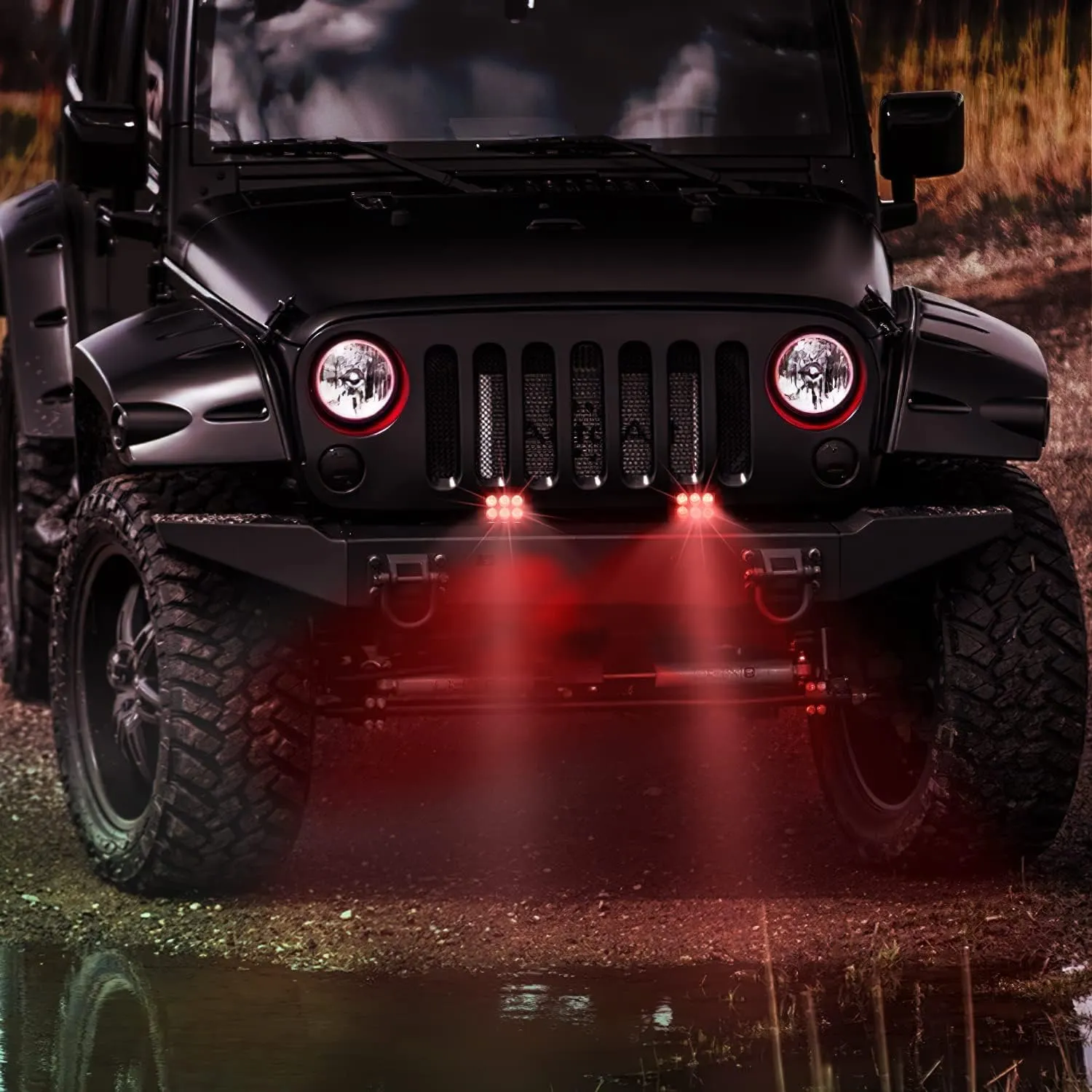 4 Inch 18W 1260LM Double Row Red Spot LED Pods (Pair)