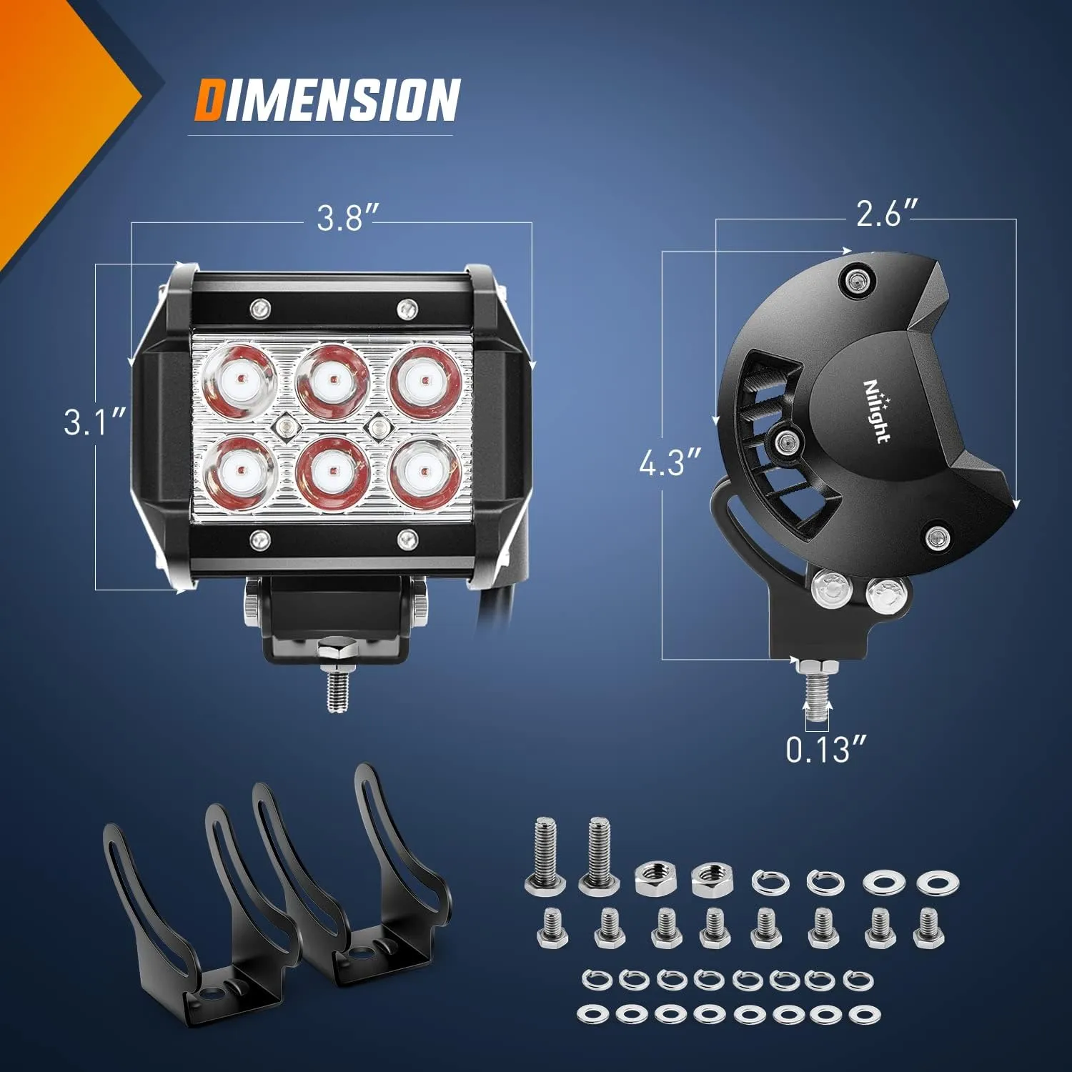 4 Inch 18W 1260LM Double Row Red Spot LED Pods (Pair)
