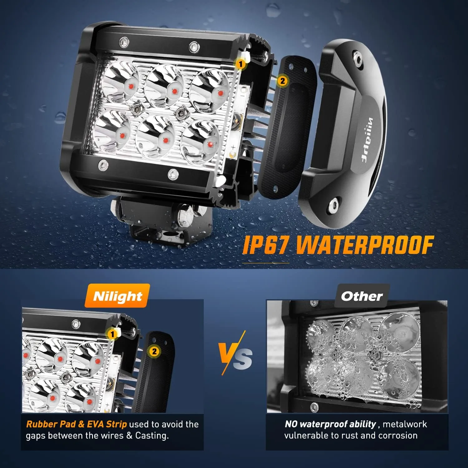 4 Inch 18W 1260LM Double Row Red Spot LED Pods (Pair)