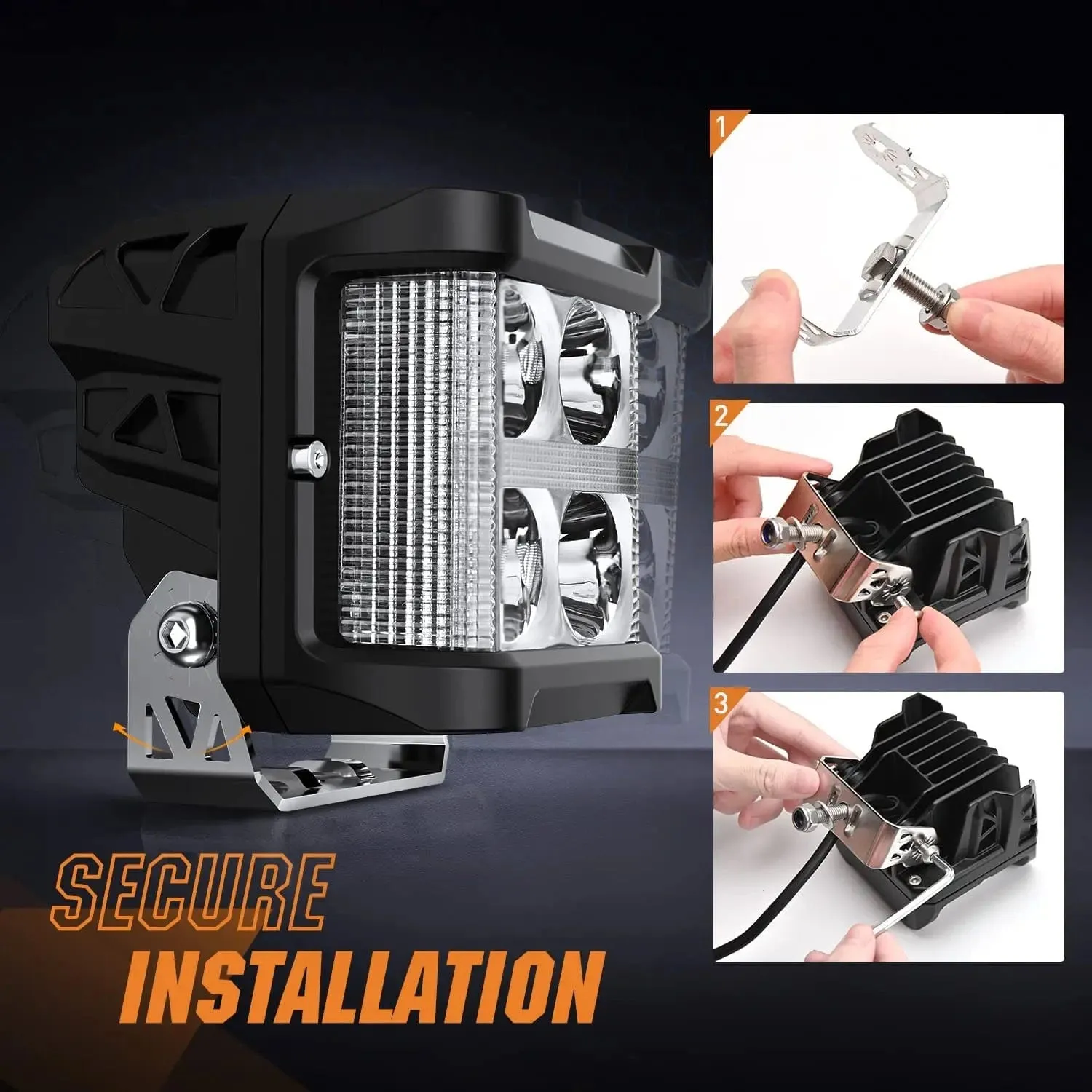 4 Inch 26W 2830LM Side Shooter DRL Spot Flood LED Pods (Pair) | 16AWG DT Wire