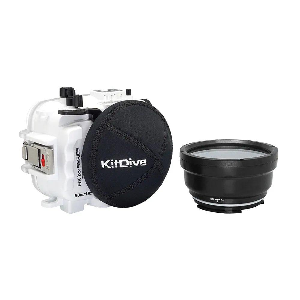 60M/195FT Waterproof housing for Sony RX1xx series Salted Line with Pistol grip & 4" Dry Dome Port (White)