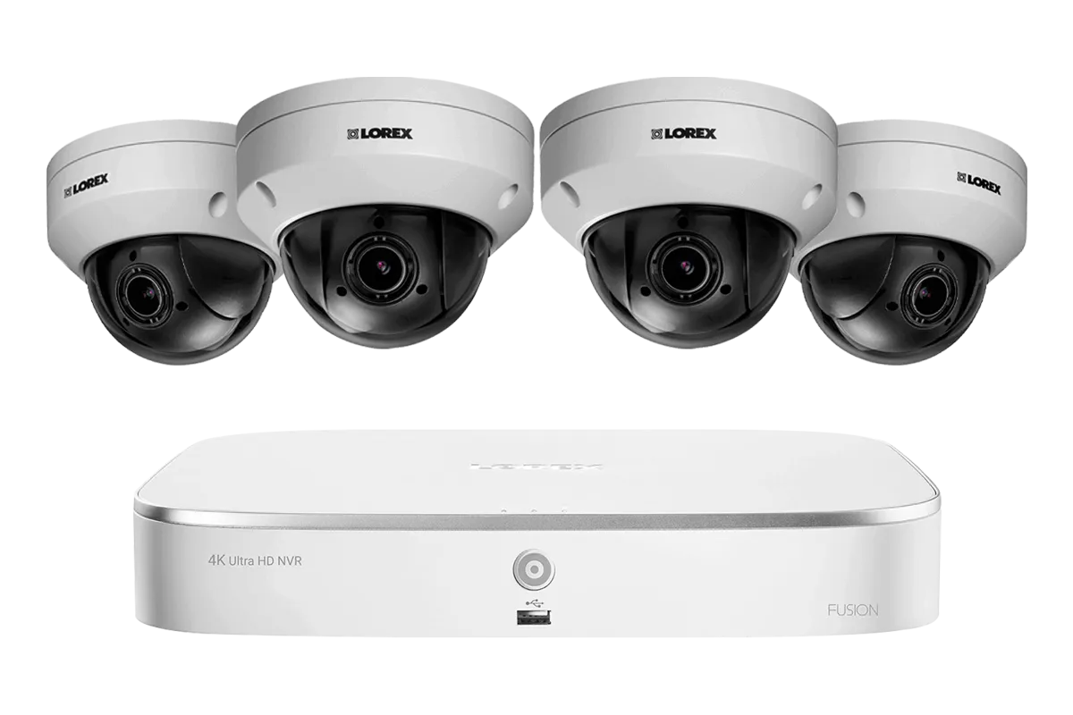 8-Channel NVR System with 4 Pan-Tilt-Zoom Outdoor Metal Cameras