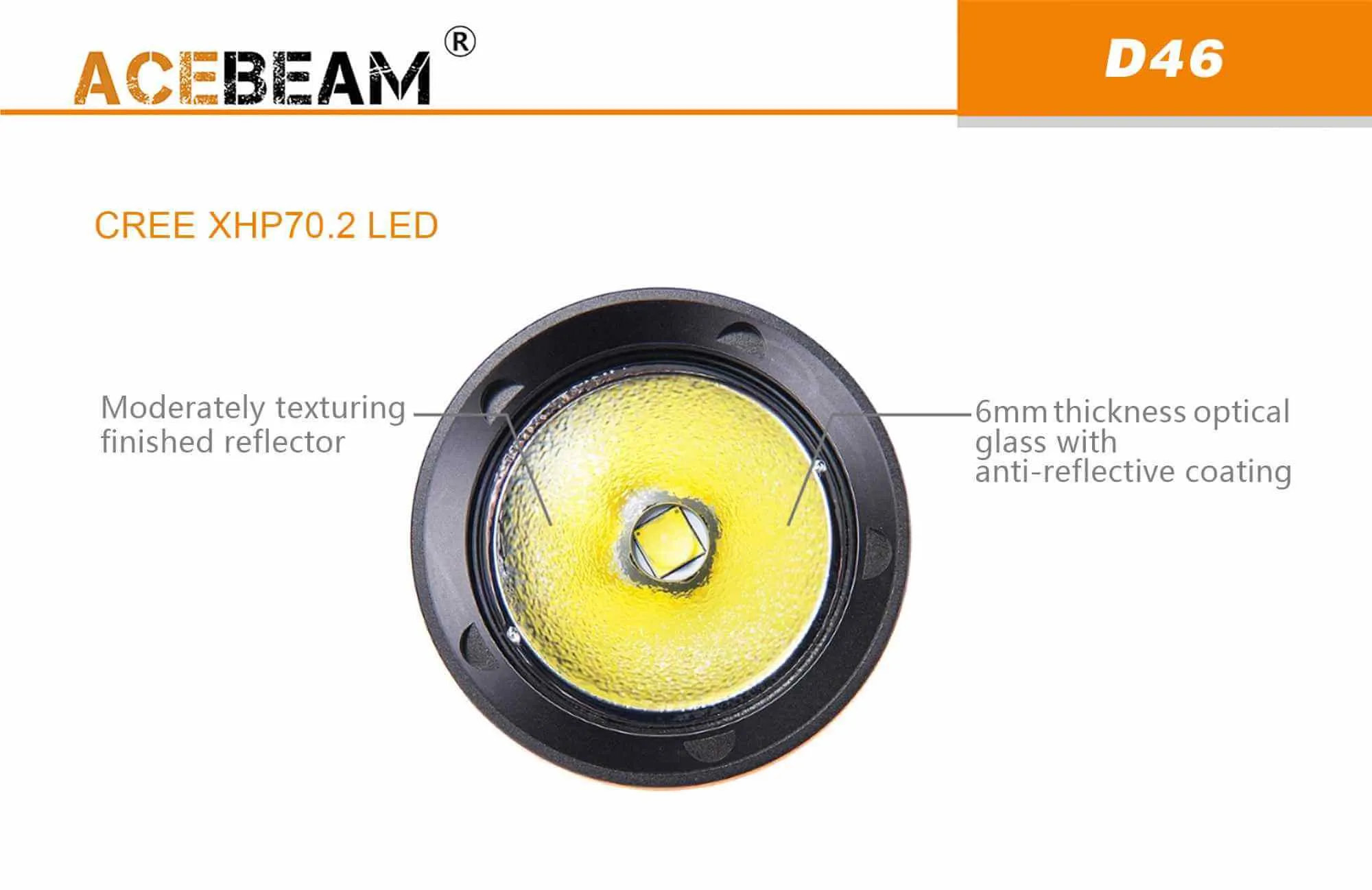 Acebeam D46 Dive light - 5200 lumens with 4 x Eagtac 18650 3400 mAh batteries