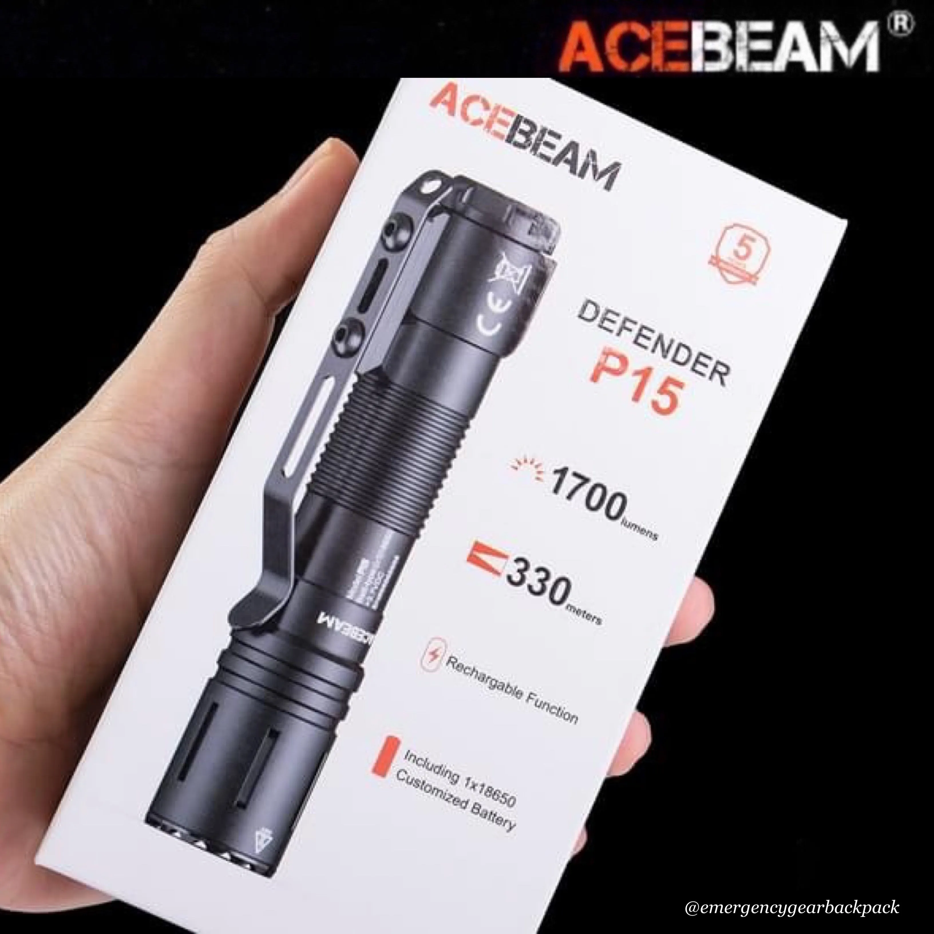 ACEBEAM P15 1700LMS 330M EDC Tactical Flashlight