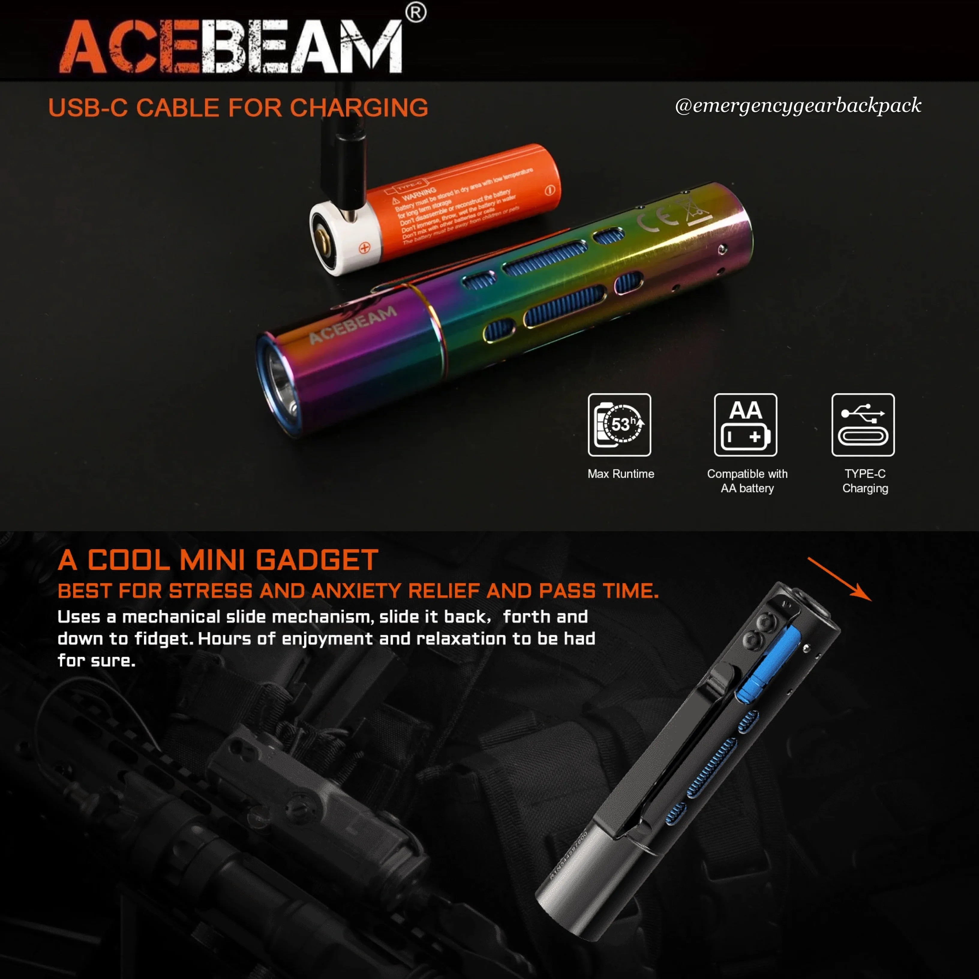 ACEBEAM Rider RX Fidget EDC Flashlight
