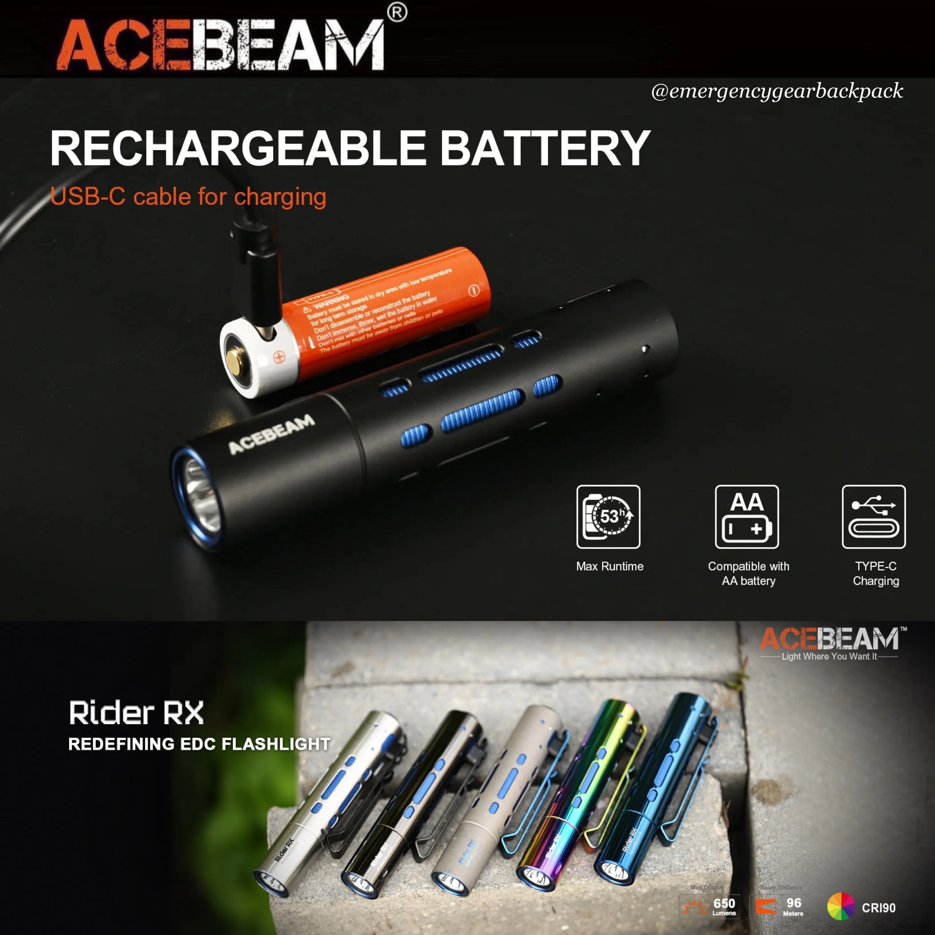 ACEBEAM Rider RX Fidget EDC Flashlight