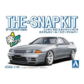 Aoshima A006637 1/32 Nissan R32 Skyline GT-R Custom Wheel Spark Silver Snap Kit No.14-SP4