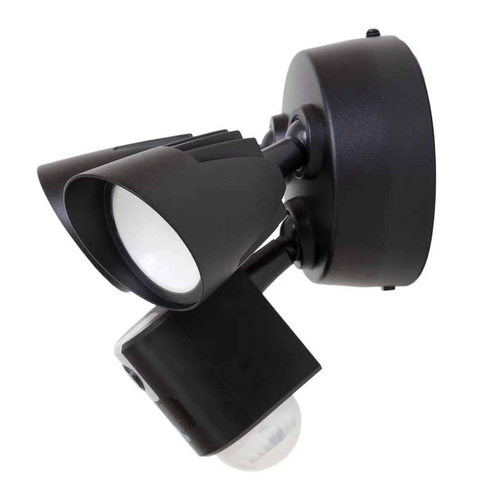 Aria LED Floodlight with Built-in Wi-Fi Surveillance Camera in Black